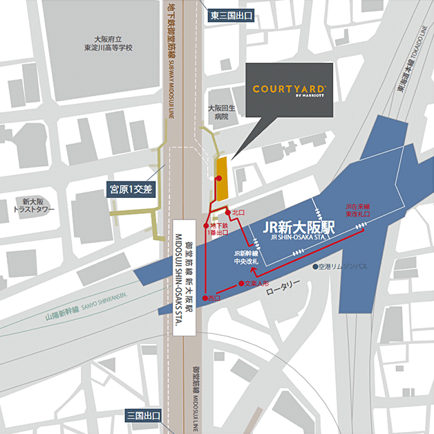 コートヤード・バイ・マリオット新大阪　地図
