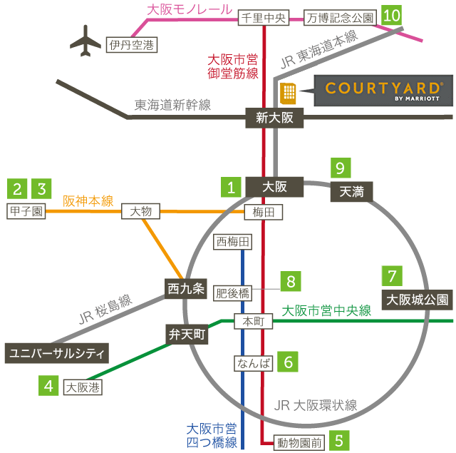 周辺観光 コートヤード バイ マリオット 新大阪ステーション